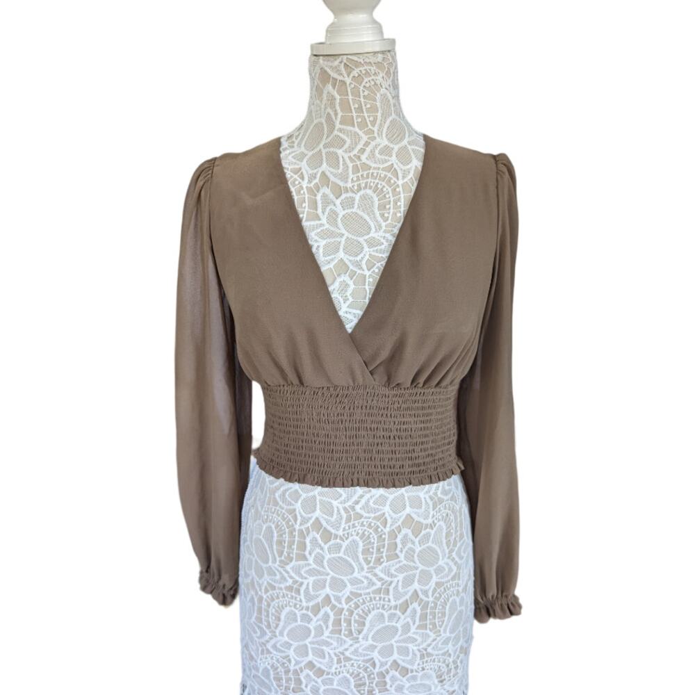 NWT Aritzia Wilfred Genoa Shitake Cross Front Top S